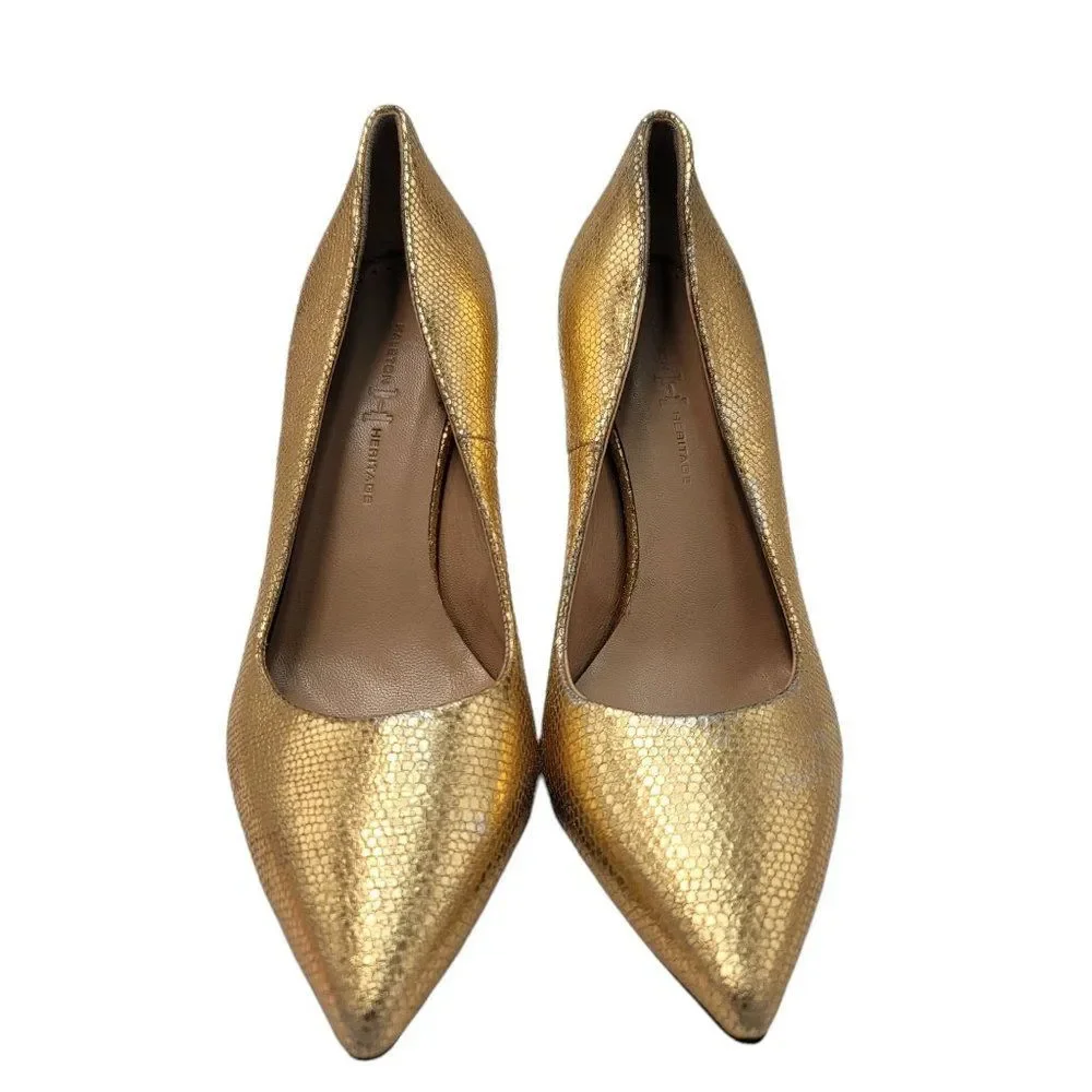 Halston Heritage Gold Heels Leather Pumps - Picture 8 of 11